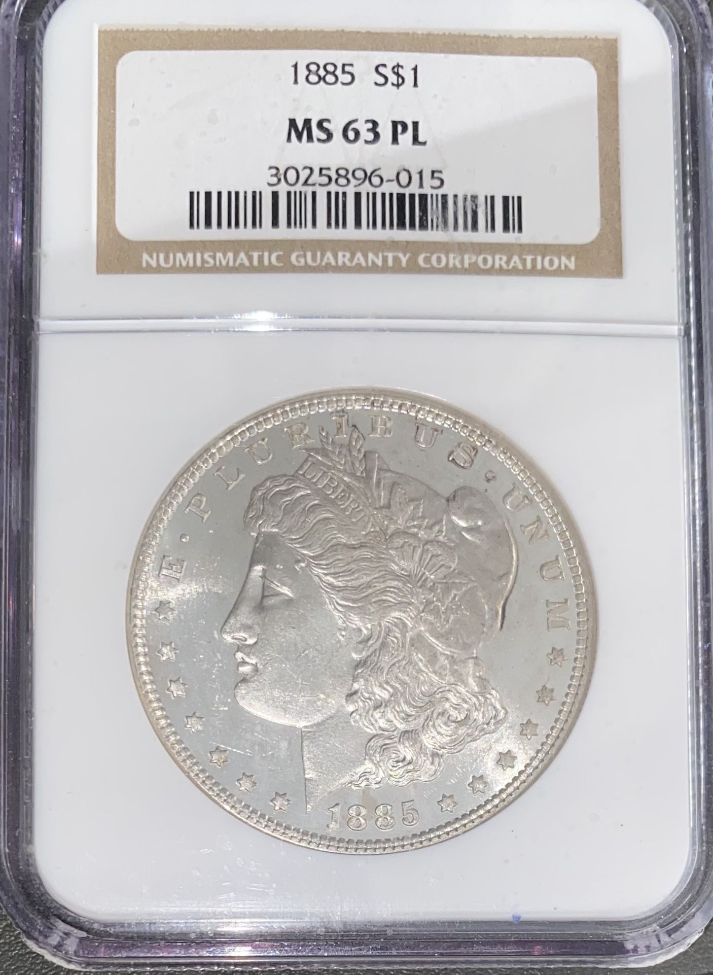 Silver Morgan Dollar 1885 MS63 PL