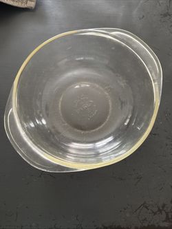 Vintage PYREX Clear Glass #022 1 qt Casserole Dish Bowl w/Handles Made In USA!