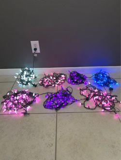 Pink Purple Blue And White Christmas Lights 184 Feet Each