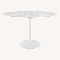 Modway Lippa 47" Round Dining Table - White Faux Marble
