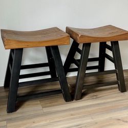 Bar Stools, Counter Stools, Solid Wood (Set of 2)