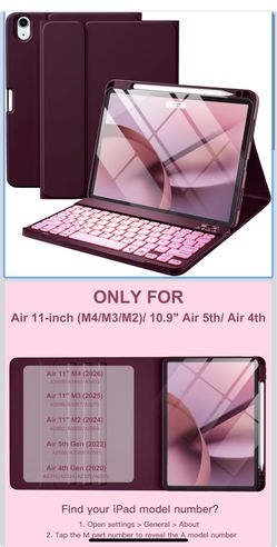 Harvopu Compatible for iPad Air 11 Inch/Air 5th 4th Generation Case with Keyboard - Folio Keyboard Cover with Pencil Holder for iPad Air 11-inch M4/M3