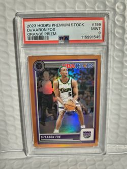 2023 Hoops Premium Stock DeAaron Fox Orange Prizm #130/299 #199 PSA 9