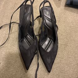 Zara Black Pointy Heels Used Size 38