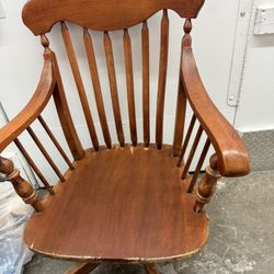 Set of 4 Vintage Wood Swivel Heavy Office Chairs on Casters