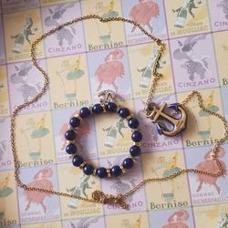 JUICY COUTURE Anchor Gold-tone & Crystals Necklace & Bracelet