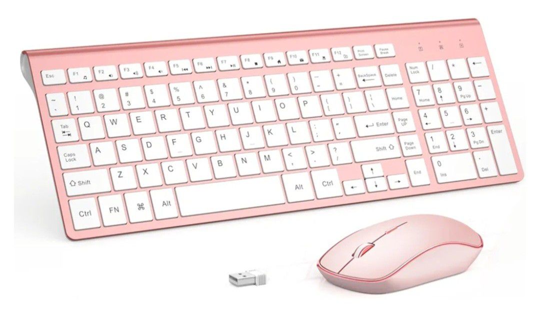 Joyaccess Wireless Keyboard And Mouse Combo, Pink