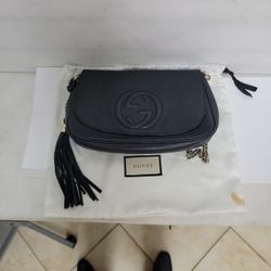 Gucci Disco Soho GG Black Chain Cross Body Handbag Authentic 