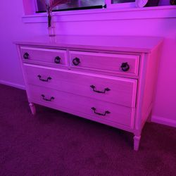 Vintage-Style White Wood Dresser
