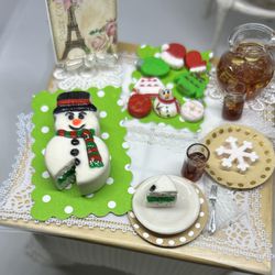 Handmade Miniature Clay Snowman Cake