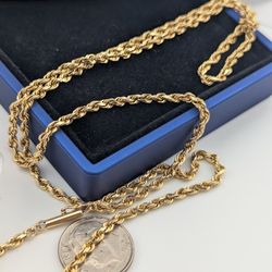 ✨14k Solid Gold Diamond Cut Rope Link Chain Necklace |22"💛✨