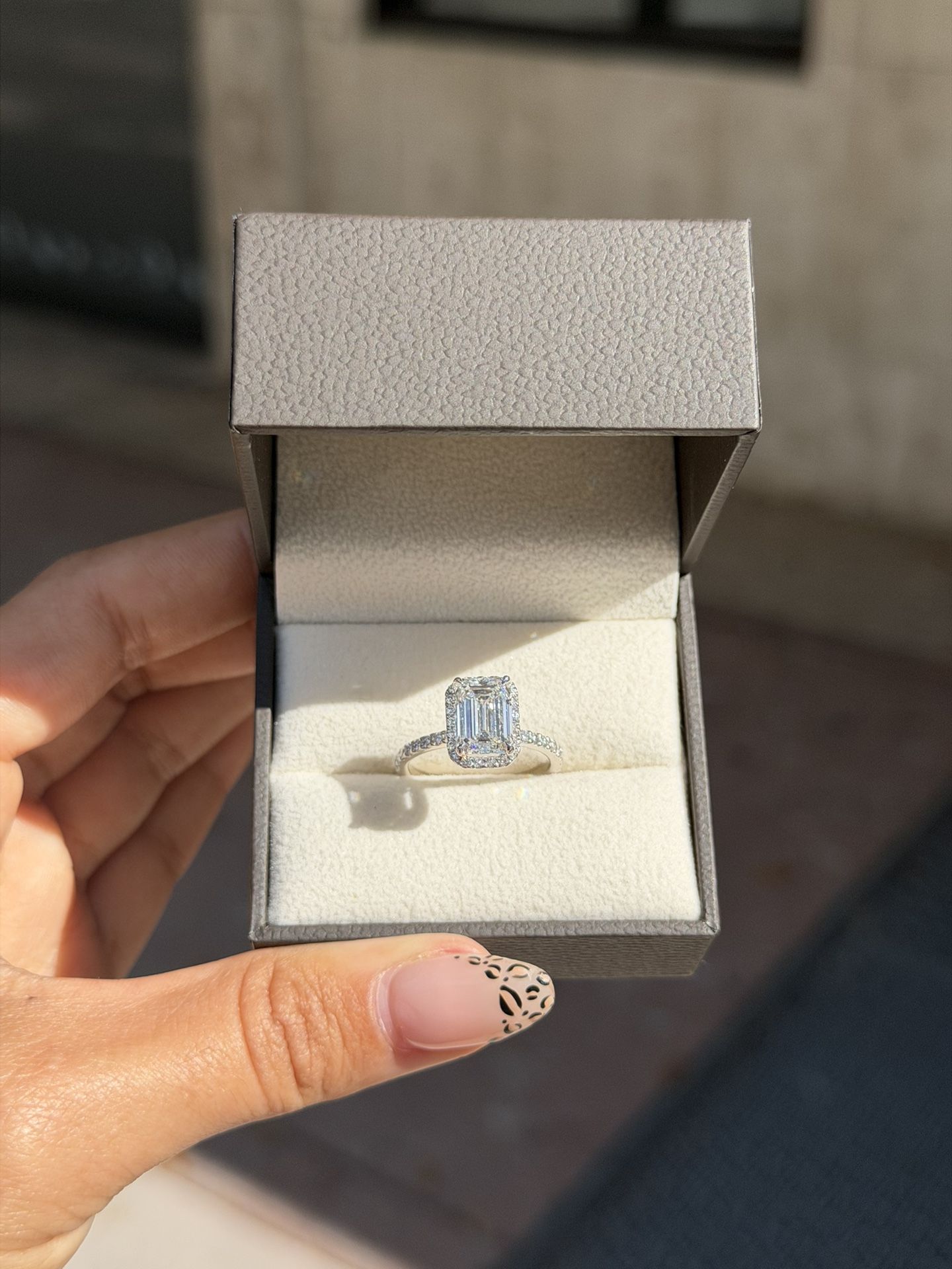 Emerald Lab Diamond Engagement Ring