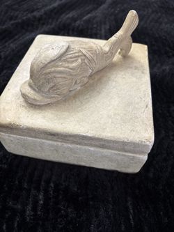Vintage Mexican Pottery Stone Box With Whale 