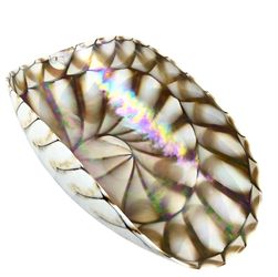 Yalos Murano Art Glass Shell Bowl Nautilus Brown Iridescent Large 20" Italy