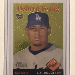 Delwyn Young 2007 Topps Heritage Chrome Rookie Card THC17 #/1958 Dodgers