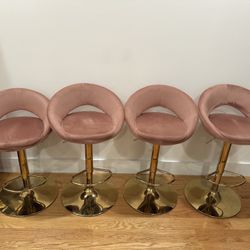 Modern Velvet Swivel Bar Stools (Set of 4)