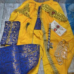 Krishna Fancy Dress for Kids Boys Girls Size 6/7Set of 10 items.NIP