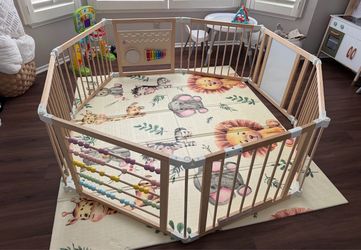 Baby Playpen - Large Wooden Baby Playpen
