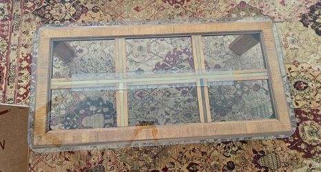 Rectangular Wood With Clear Top Glass Coffee Table