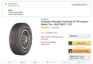 Single Goodyear wrangler Fortitude HT All Season 265 70R 17