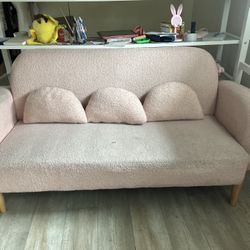 Pink Two Seater Coquette Shabby Chic Couch Teddy Velvet