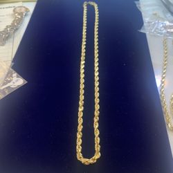 10 K Y Gold Solid Rope Chain Hollow 24 Inches 6 Mm