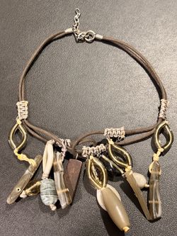 Boho Statement Necklace with Stone and Glass Pendants
