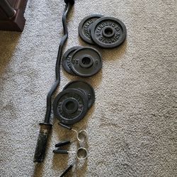 Curl bar w/weights and clips