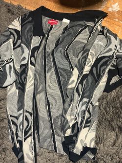 Supreme abstract zip up polo size L