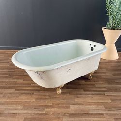 Vintage Porcelain & Iron Bath Tub with Claw Feet, c.1930's - Delivery Available 