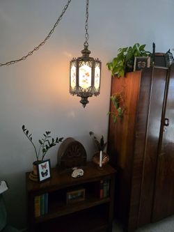 Vintage Brass Swag Hanging Lantern Light