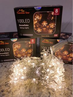 100 LED snowflake string lights, Halloween, Christmas lights, Luces de Navidad