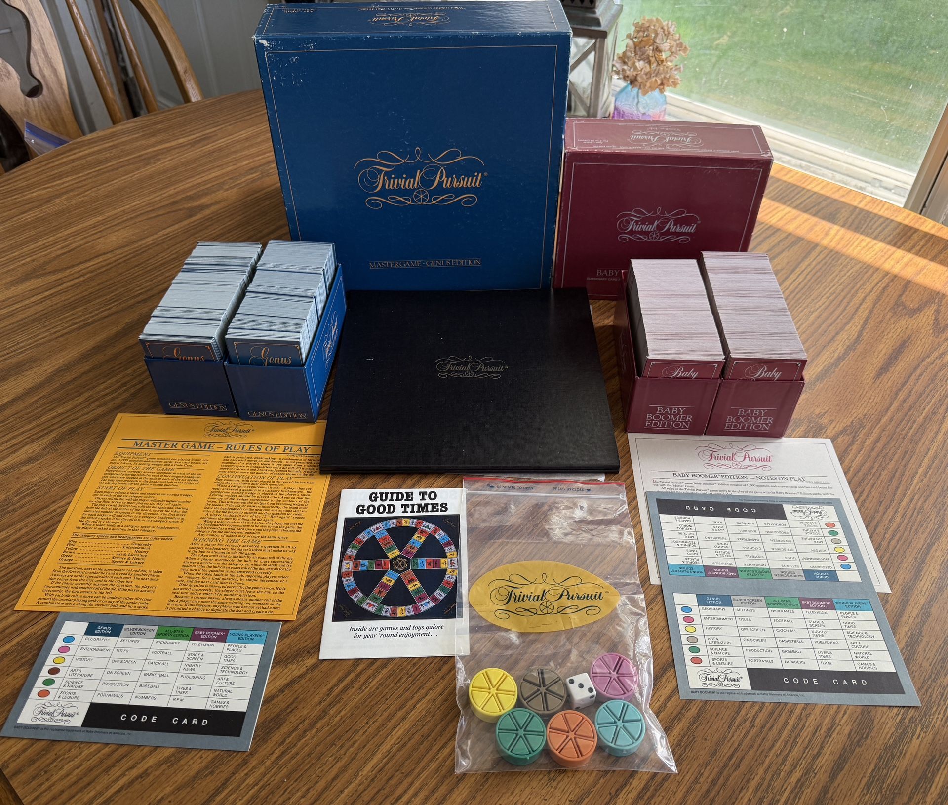 Trivial Pursuit Genus Board Game and Baby Boomer Edition Subsidiary Vintage 1981