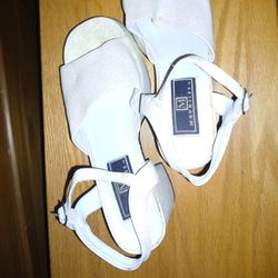 White Iridescent Glitter Platform Heels