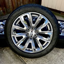 New 2025 22" GMC Sierra 1500 Denali OEM Wheels and Bridgestone Tires 100% Tread 