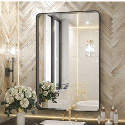 Mirror, 24x36 Inch Matte Metal Frame Vanity Mirror, Farmhouse Wall Mounted Rectangle Mirror (Horizontal/Vertical)