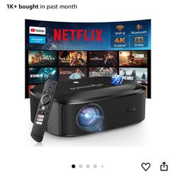 4K Projector with Wifi and Bluetooth, ELEPHAS Outdoor Movie Projector with NETFLIX/Prime Video/YouTube Built-in, 100,000+ Apps Supported
