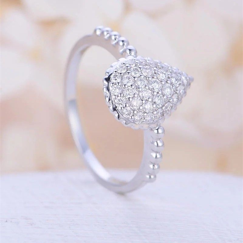 "Big Pear Gemstone Zircon Elegant Water Drop Silver Rings for Women, EVGG1355