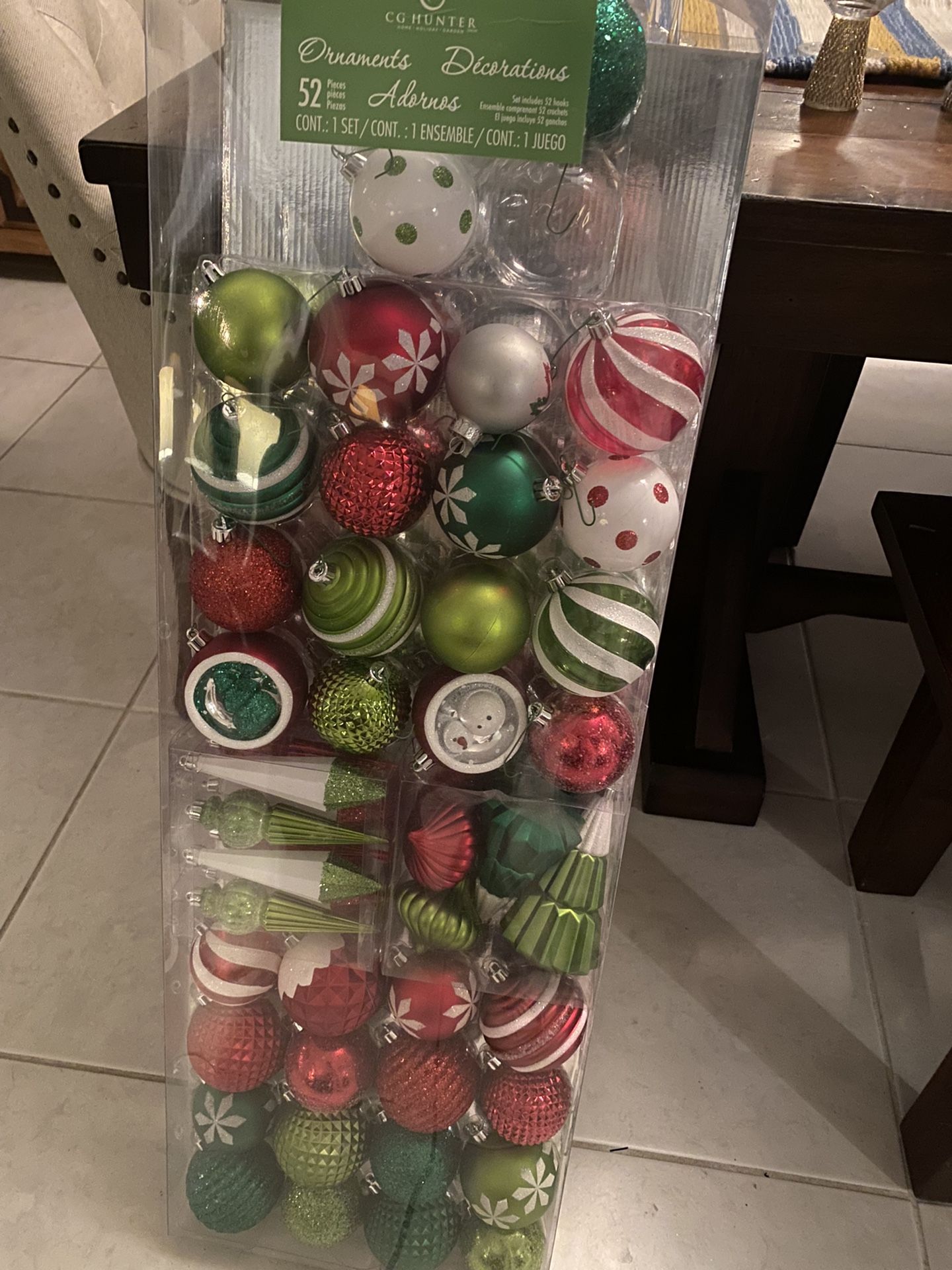 Green and Red Costco Christmas Ornaments