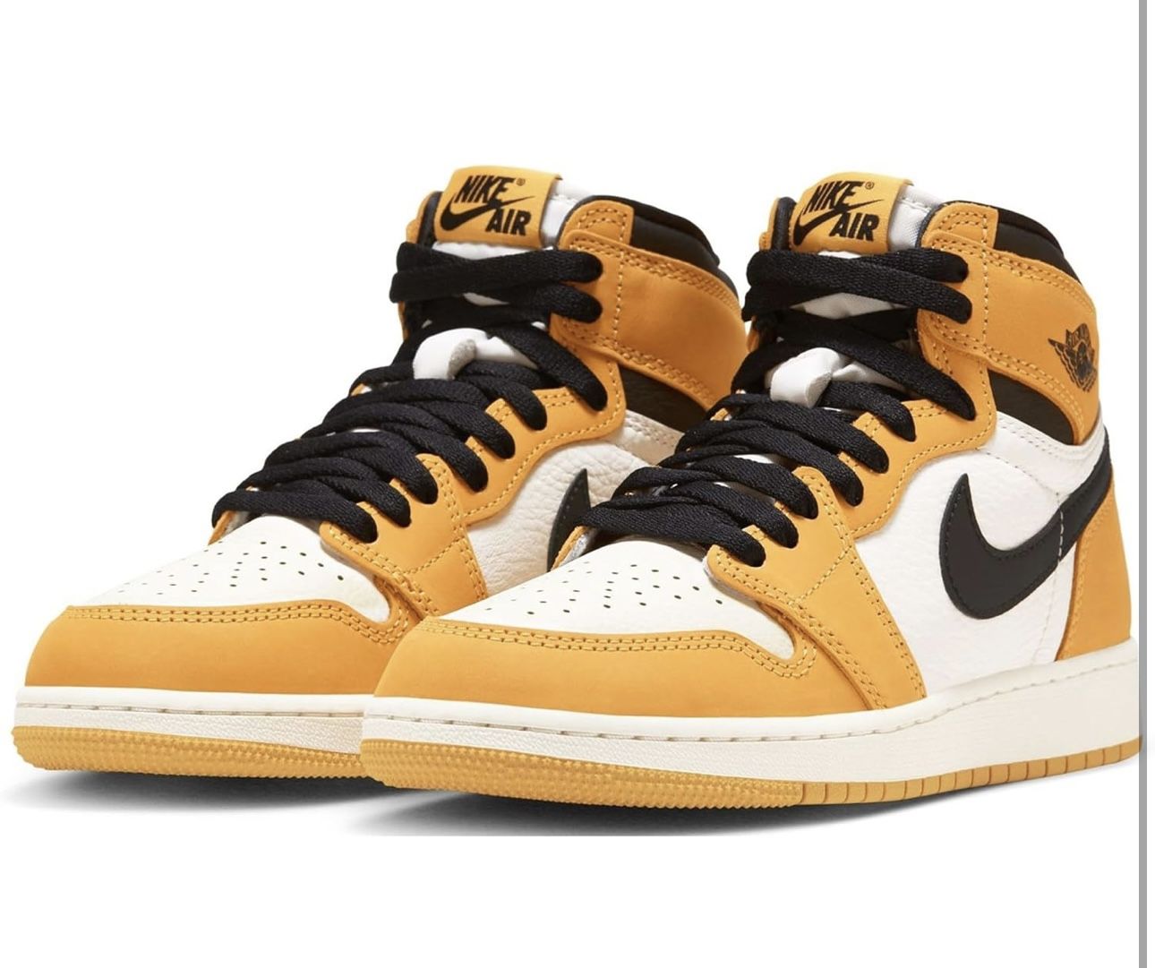 Nike Air Jordan 1 Retro High OG Sneakers Black/Yellow/White 4 Youth Or 5.5 Women