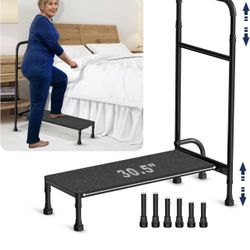 Bed Stool with Adjustable Handle for Seniors