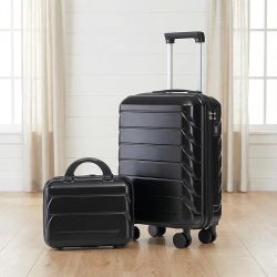 Suitcase Set Carry On Suitcase and Carryon Suitcase ABS Spinner Wheel Luggage with Combination Lock Front Opening Design 14 Inch and 20 Inch Two Piece