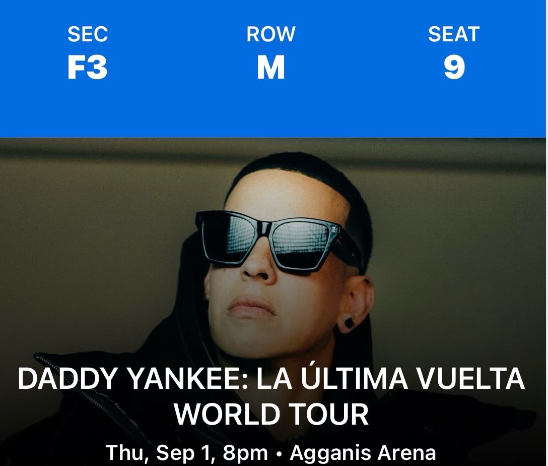 2 Daddy Yankee Tickets - Boston, MA 9/1 @ 8pm