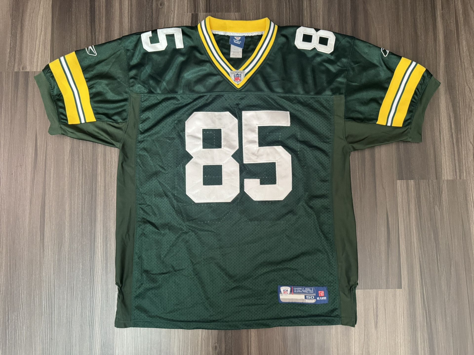 Green Bay Packers #85 Greg Jennings Reebok On Field Sewn Home Jersey Size 50 XL