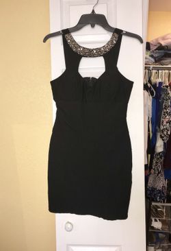 Ladies Black Dress with Gold Sequins