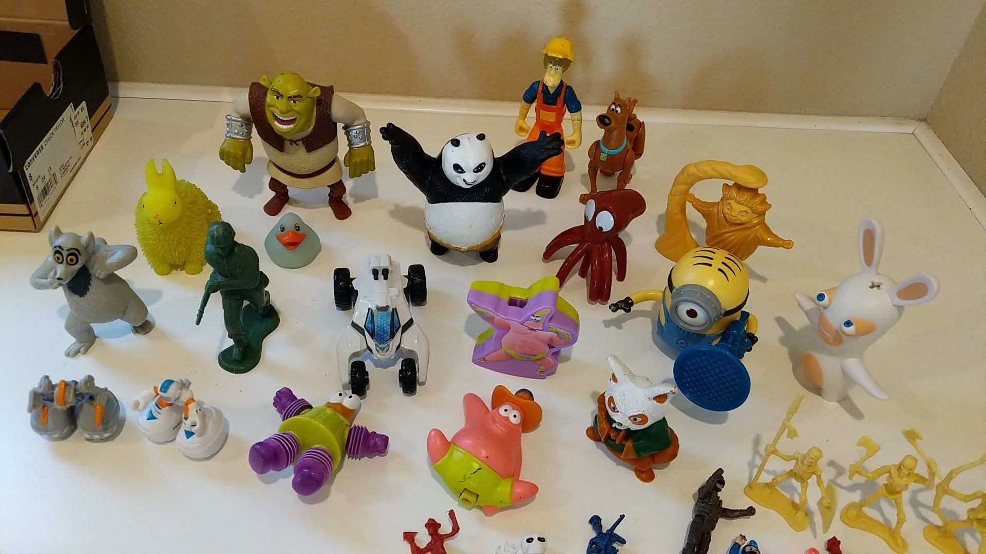 Collection of characters and toys