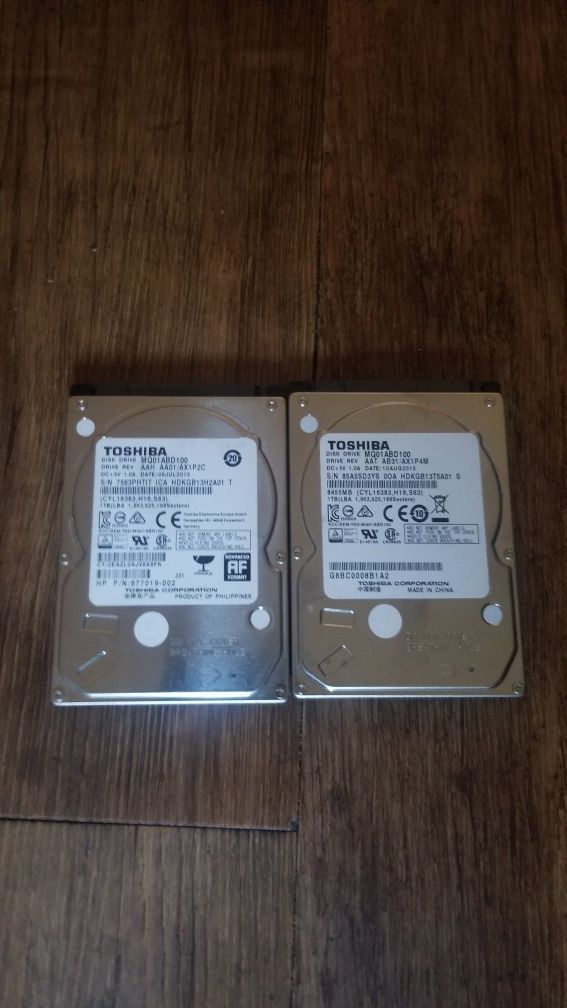 2 Toshiba 1TB Hard Drive for Laptop/PS4 or Xbox