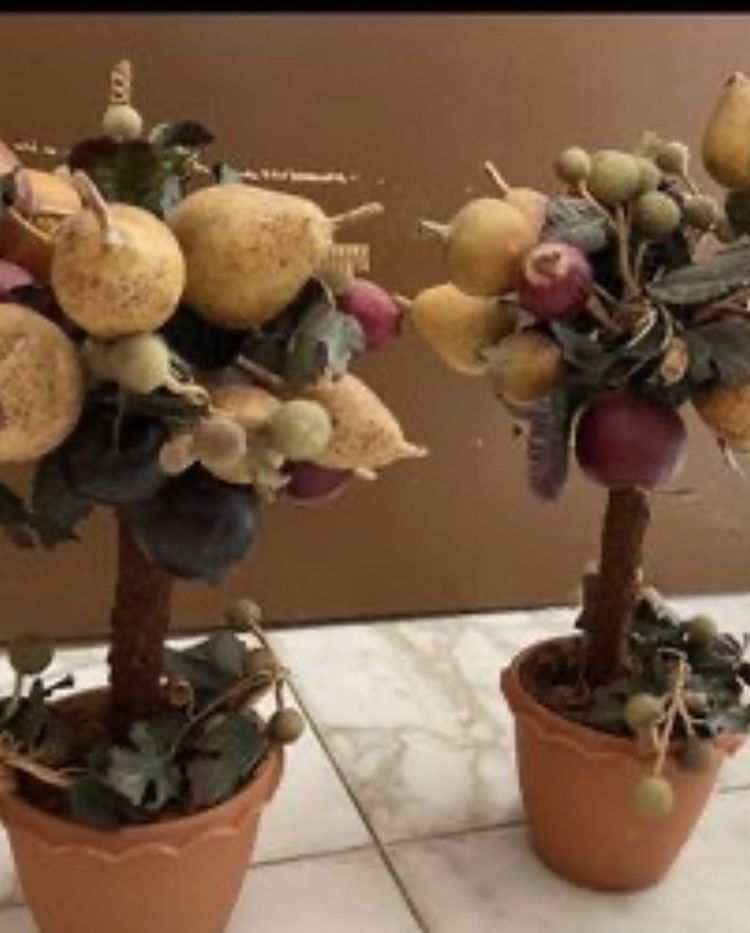 Two topiary fruit trees