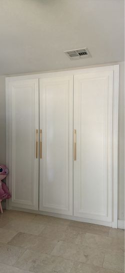 White Wood Wardrobe with Shelves