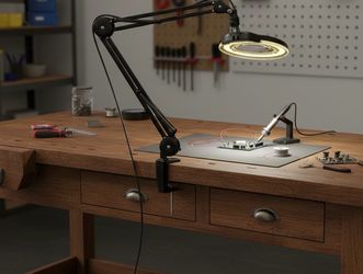 Vintage Shop Adjustable Magnifying Desk Lamp with Clamp! Works great!